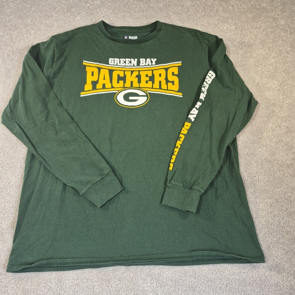 Green Bay Packers Long Sleeve Shirt Mens XL Green NFL Team Apparel Spellout